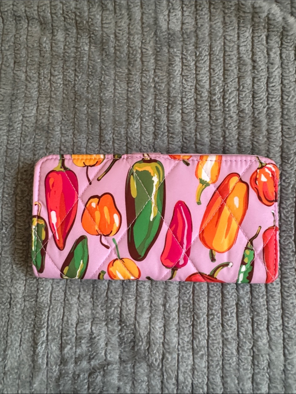 Vera Bradley Purple Quilted Wallet with Multi-Color Pepper Print